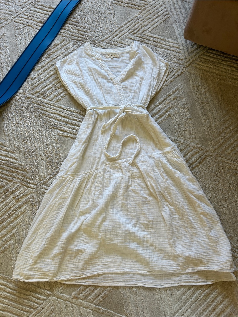 Corena Lightweight White Tie-Waist Cotton Dress
